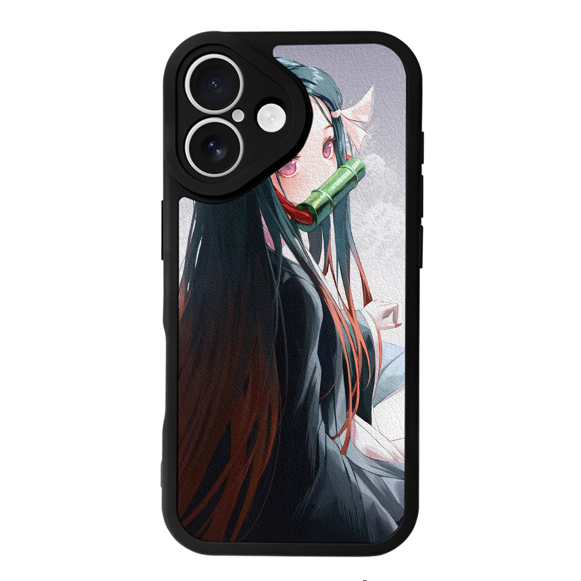 （画像用） 鬼滅の刃（きめつのやいば）竈門 禰󠄀豆子／かまど ねずこ Kamado Nezuko 【iPhone 16シリーズ対応】シリコンスマホケース（レザー調） 材質：シリコン